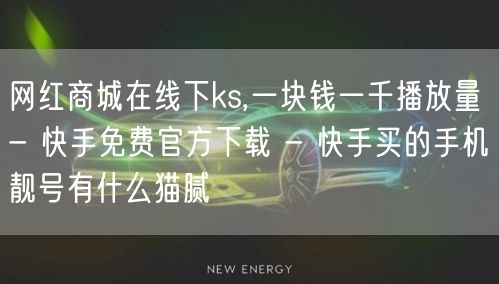 网红商城在线下ks,一块钱一千播放量 - 快手免费官方下载 - 快手买的手机靓号有什么猫腻