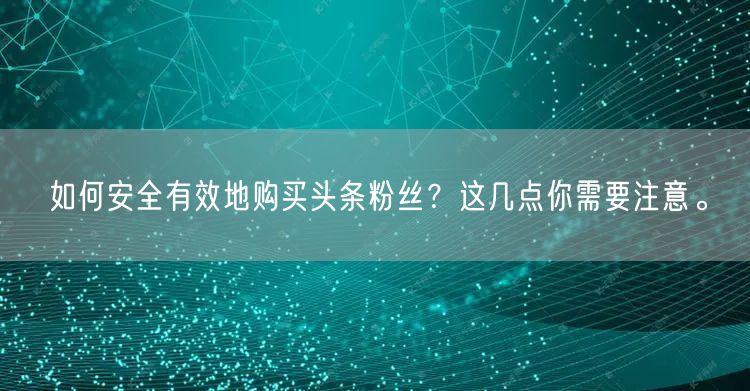 如何安全有效地购买头条粉丝？这几点你需要注意。