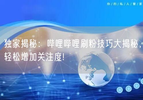 独家揭秘：哔哩哔哩刷粉技巧大揭秘，轻松增加关注度!