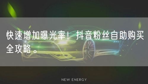 快速增加曝光率！抖音粉丝自助购买全攻略。