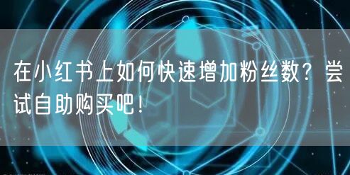 在小红书上如何快速增加粉丝数?尝试自助购买吧!